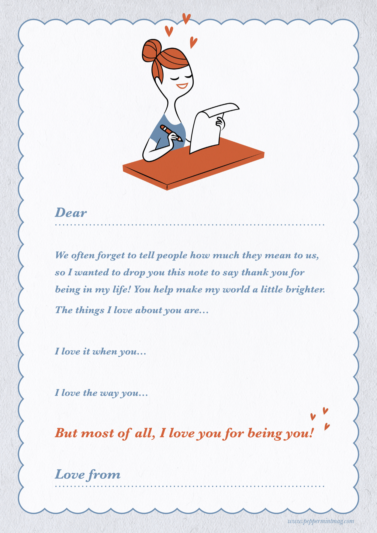 Peppermint Love Letter Template