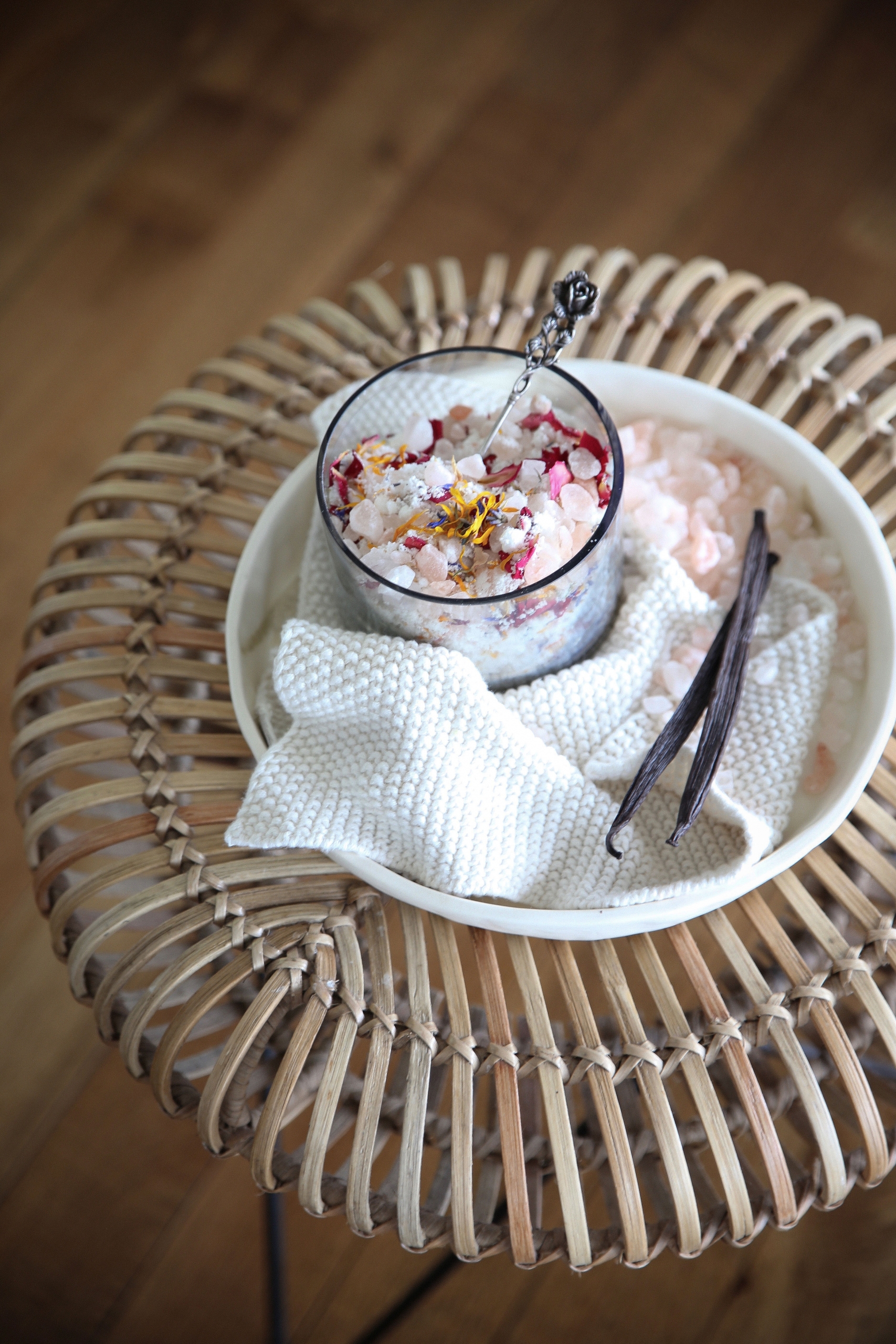 Eleanor Ozich's coconut milk vanilla and pink salt bath soak